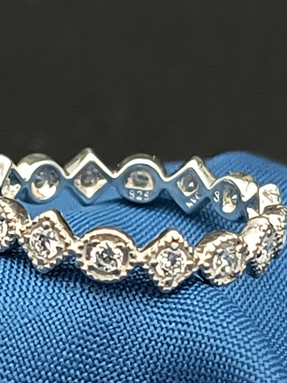 Vintage Sterling Silver NVC Rhinestone Eternity Ring
